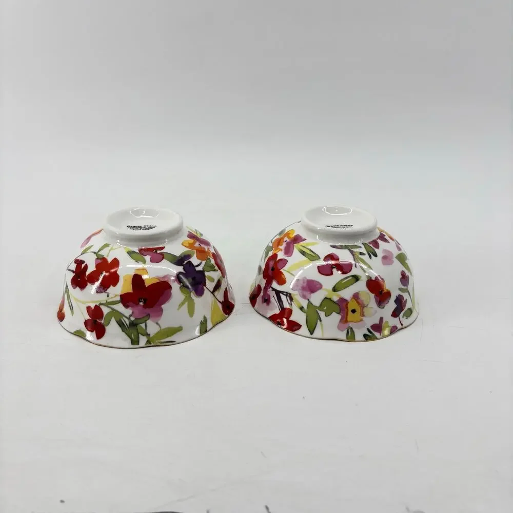 Gracie China Small Soup Bowl Floral Porcelain Bowls Gold Trip Scalloped